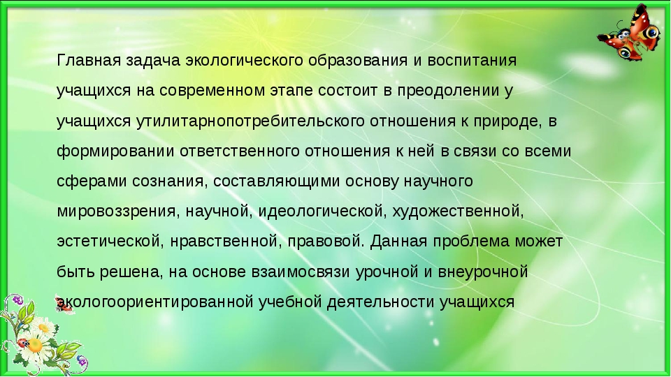 План по экологическому воспитанию в школе